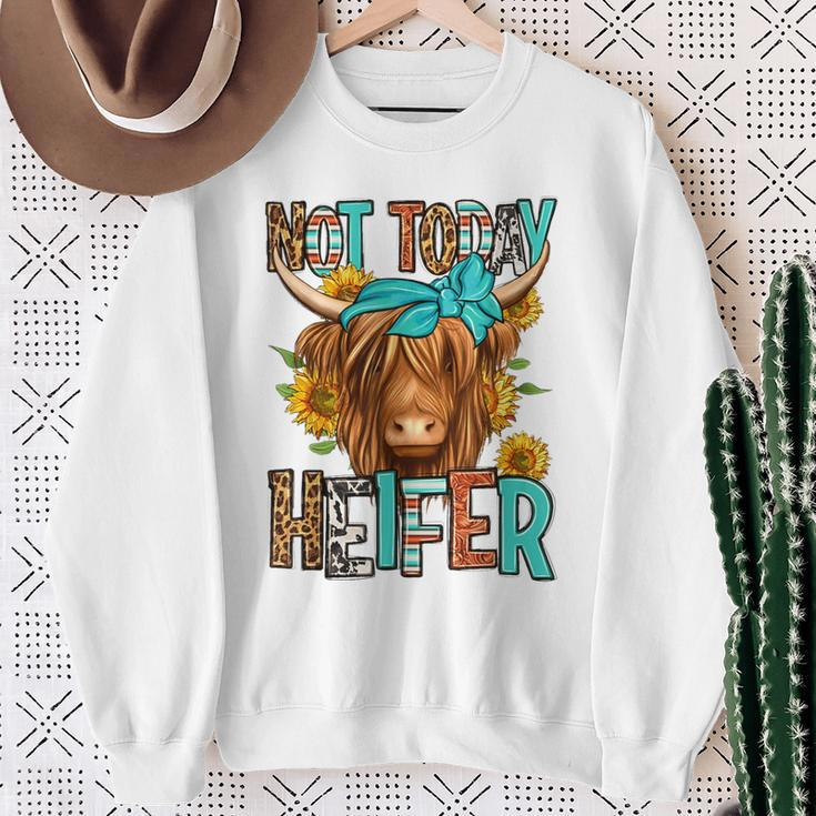 Leopard Highland Cow Bandana Not Today Heifer Western Animal Sweatshirt Gifts for Old Women