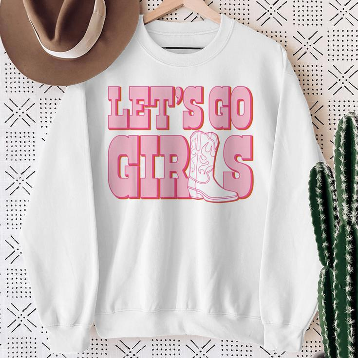 Let's Go Girls Cowgirl Boot Bachelorette Party Matching Sweatshirt Gifts for Old Women