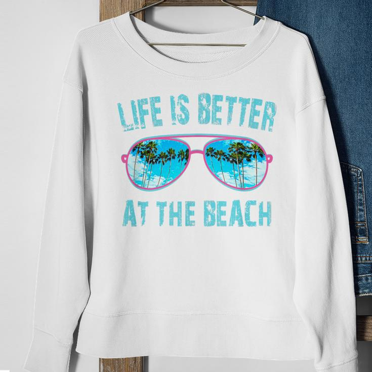 Life Is Better At The Beach Sunglasses With Palm Trees Sweatshirt Gifts for Old Women
