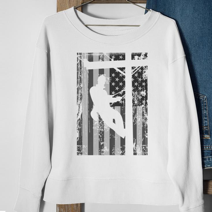 Lineman American Flag Electric Cable Lineman Sweatshirt Gifts for Old Women