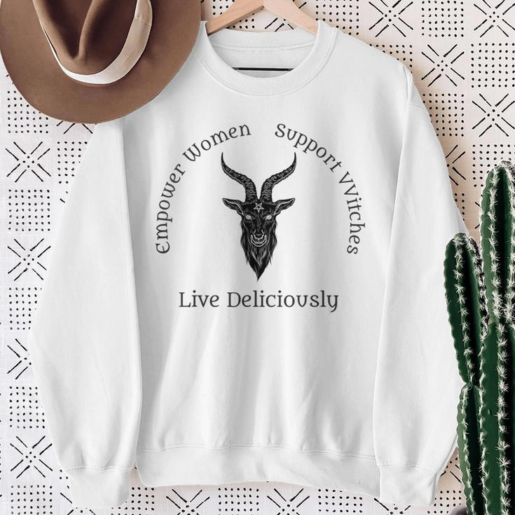 Live Deliciously Pagan Occult Witch Dark Text Sweatshirt Gifts for Old Women