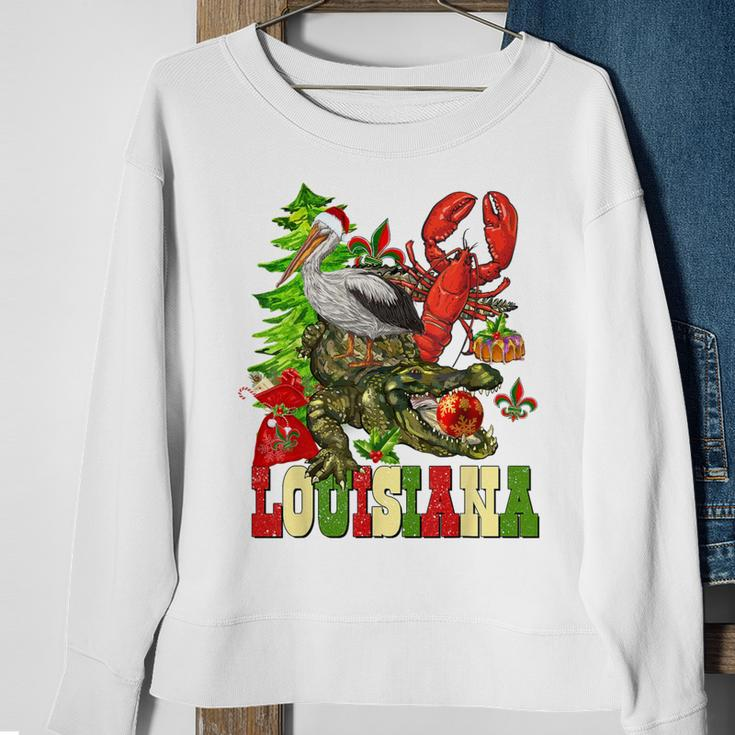 Louisiana Cajun Christmas Crawfish Pelican Alligator Xmas Sweatshirt Gifts for Old Women