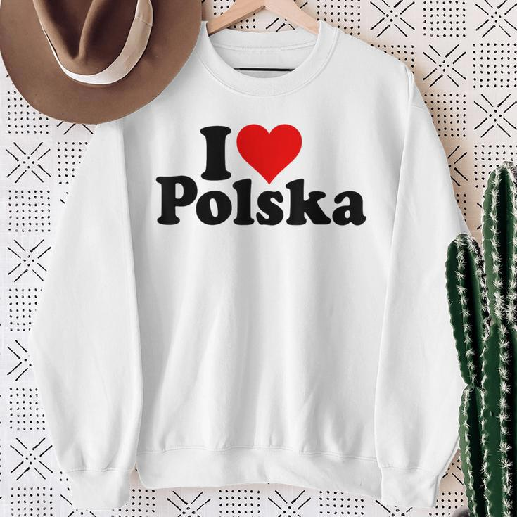 I Love Heart Polska Poland Sweatshirt Geschenke für alte Frauen