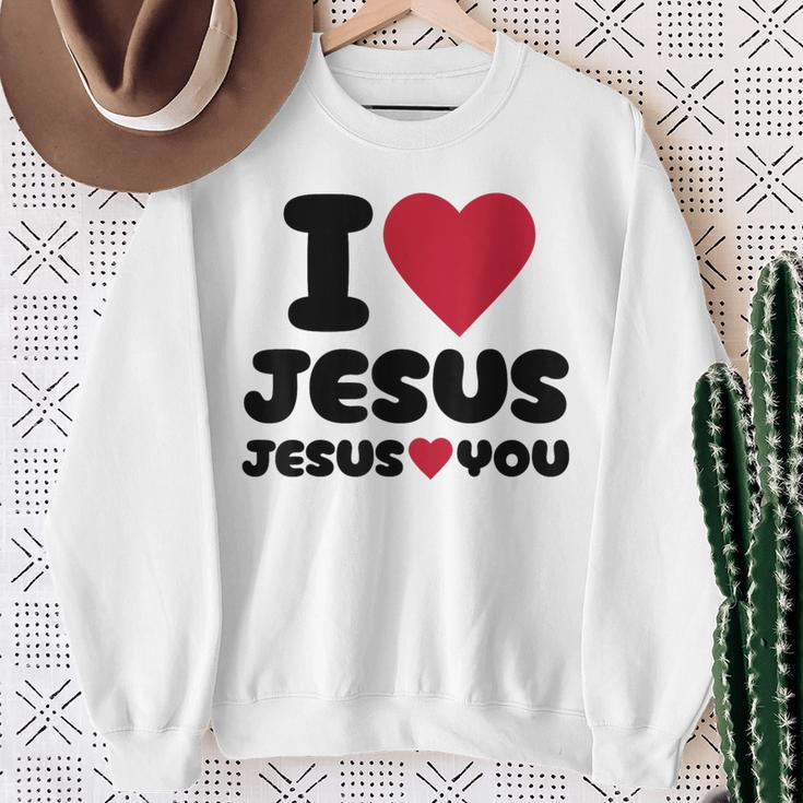 I Love Jesus And Jesus Loves You Christian Sweatshirt Gifts for Old Women