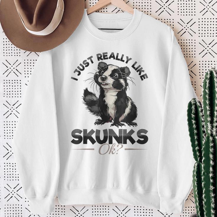 Lustiges Stinktier I Just Really Like Skunks Ok Sweatshirt Geschenke für alte Frauen