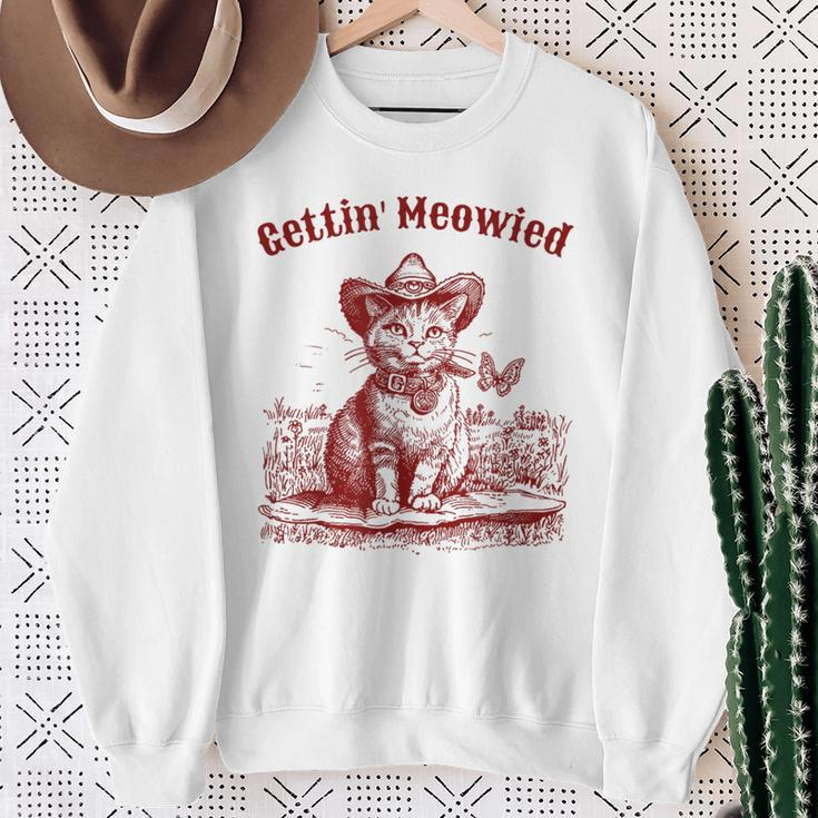 Meowdy Bachelorette Party Cowgirl Cowboy Cat Bridal Squad Sweatshirt Gifts for Old Women