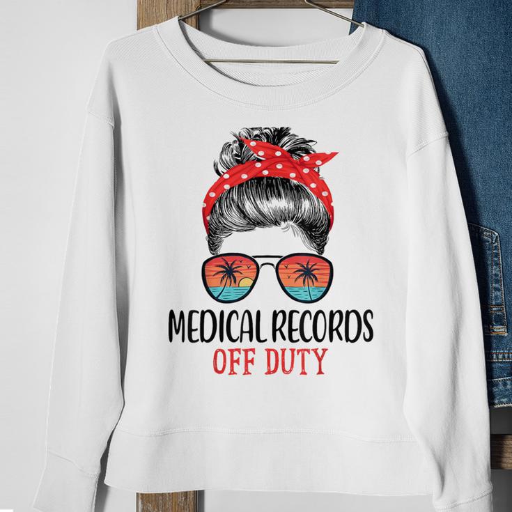 Messy Bun Medical Records Off Duty Sunglasses Beach Sunset Sweatshirt Gifts for Old Women