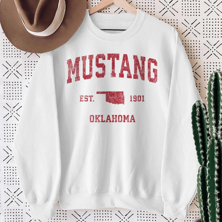 Mustang Oklahoma Ok Vintage Sports Red PrintS Sweatshirt Geschenke für alte Frauen