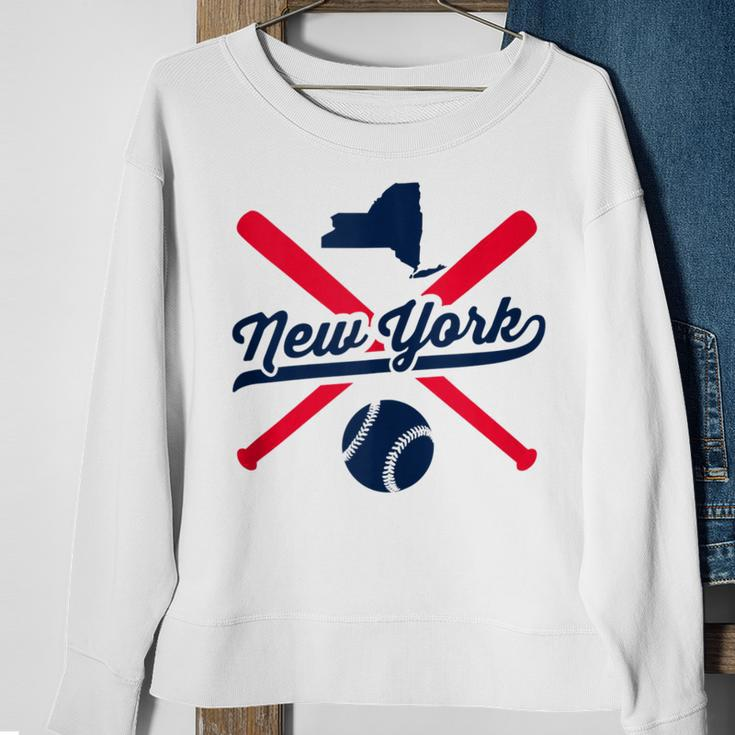New York Baseball Vintage State Pride Love City Red Sweatshirt Gifts for Old Women