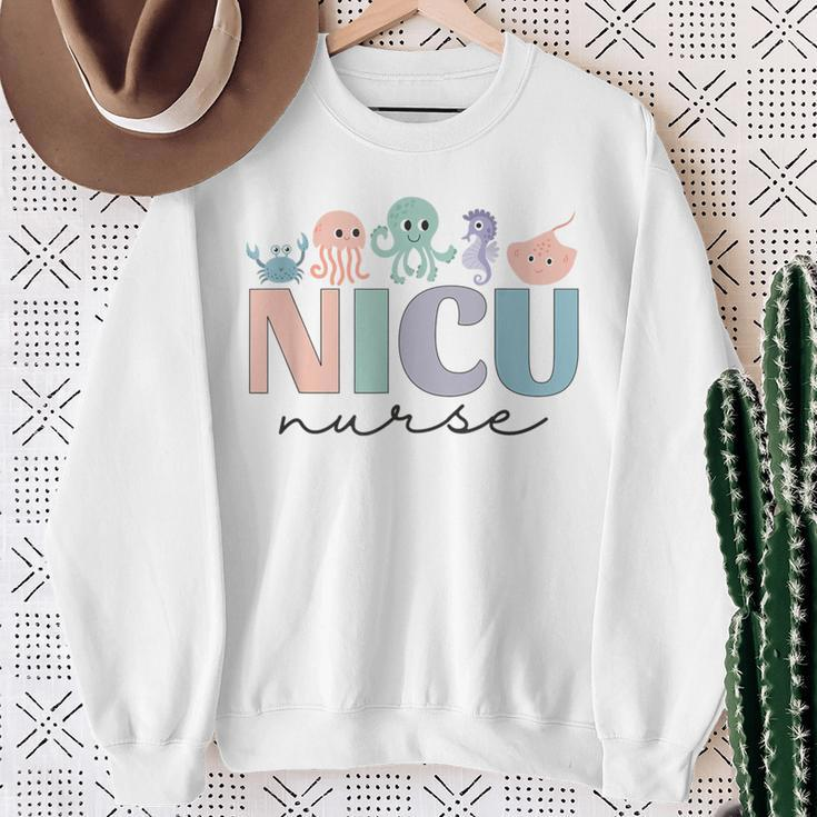 Nicu Ocean Sea Animals Neonatal Intensive Care Unit Nurse Sweatshirt Gifts for Old Women