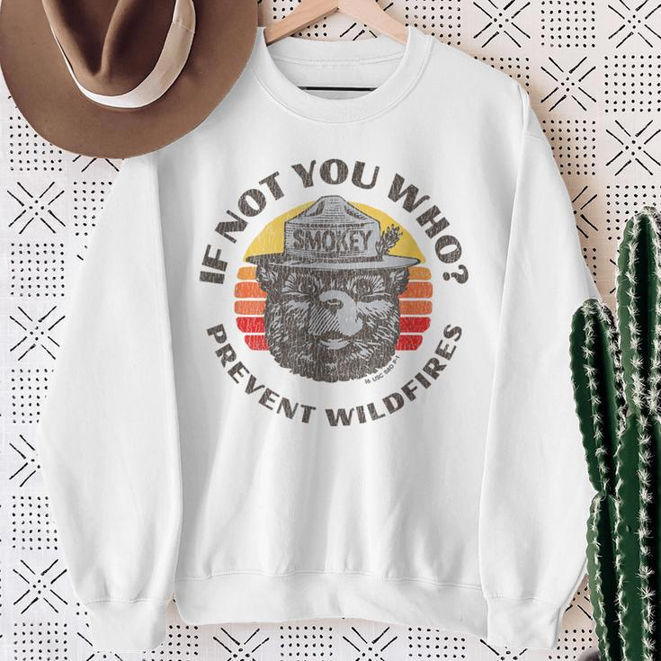If Not You Who Vintage Smokey Bear 80S Sunset Sweatshirt Gifts for Old Women