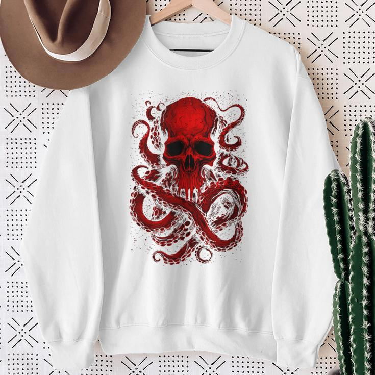 Octopus Skull Monster Red Krakens Cthulhus Cool For Boys Sweatshirt Gifts for Old Women
