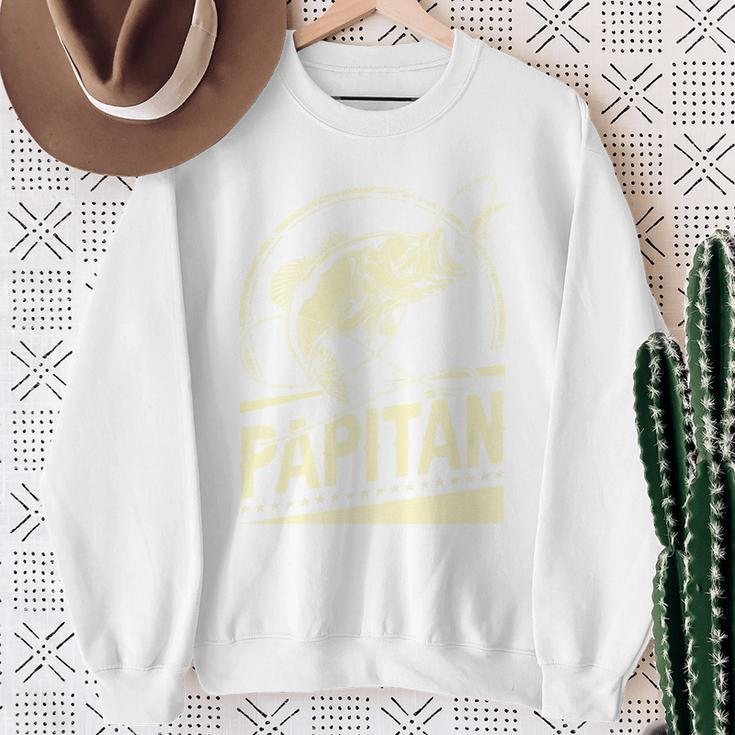 Papitän Papa Anglerintage-Look Sweatshirt Geschenke für alte Frauen