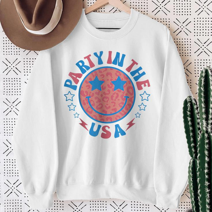 Party In The Usa 4Th Of July Preppy Smile Sweatshirt Gifts for Old Women