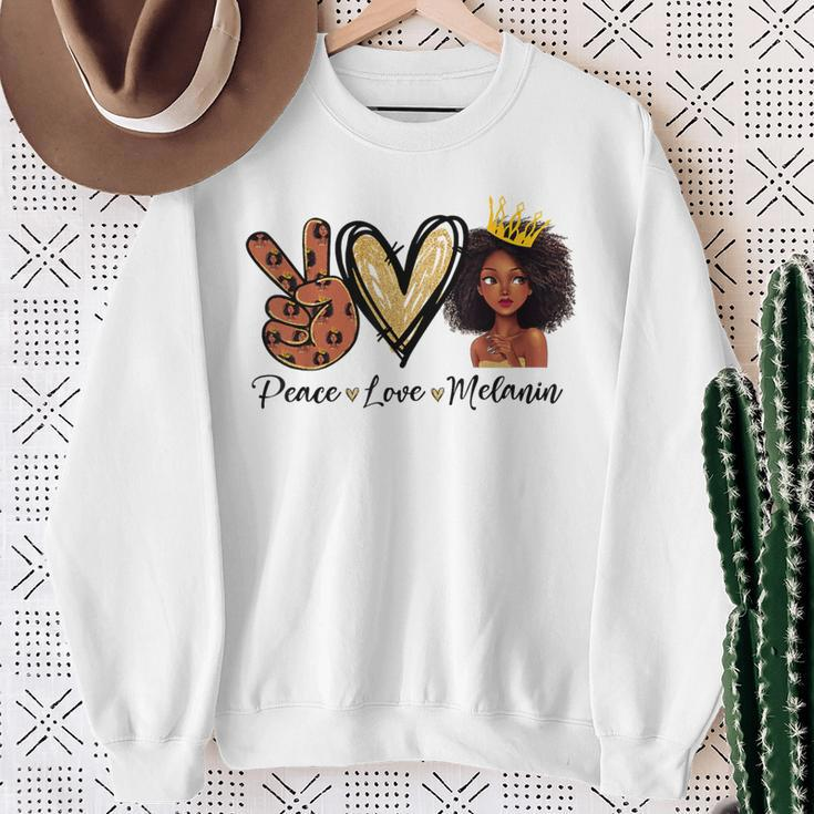 Peace Love Melanin Sugar Afro Black Brown Girls Pride Sweatshirt Gifts for Old Women