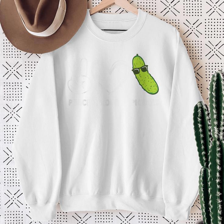 Peace Love Pickles Lover Retro Food Lover Sweatshirt Gifts for Old Women