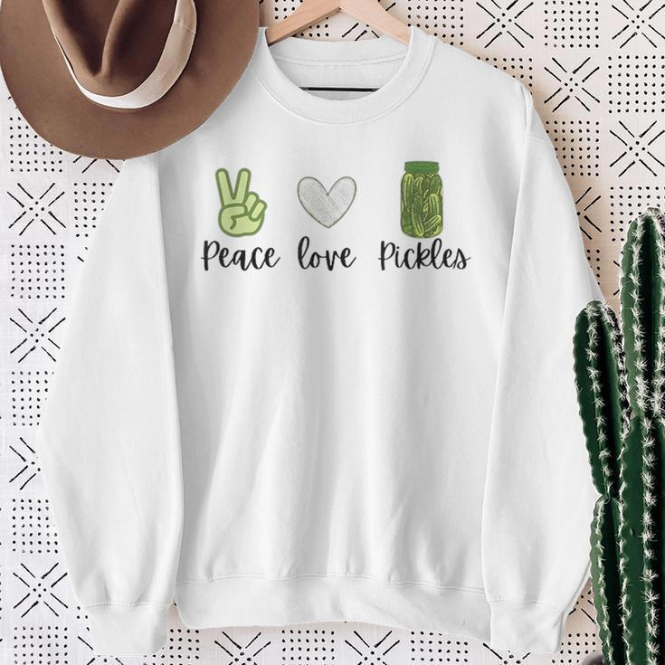 Peace Love Pickles Retro Pickles Lover Food Lover Sweatshirt Gifts for Old Women