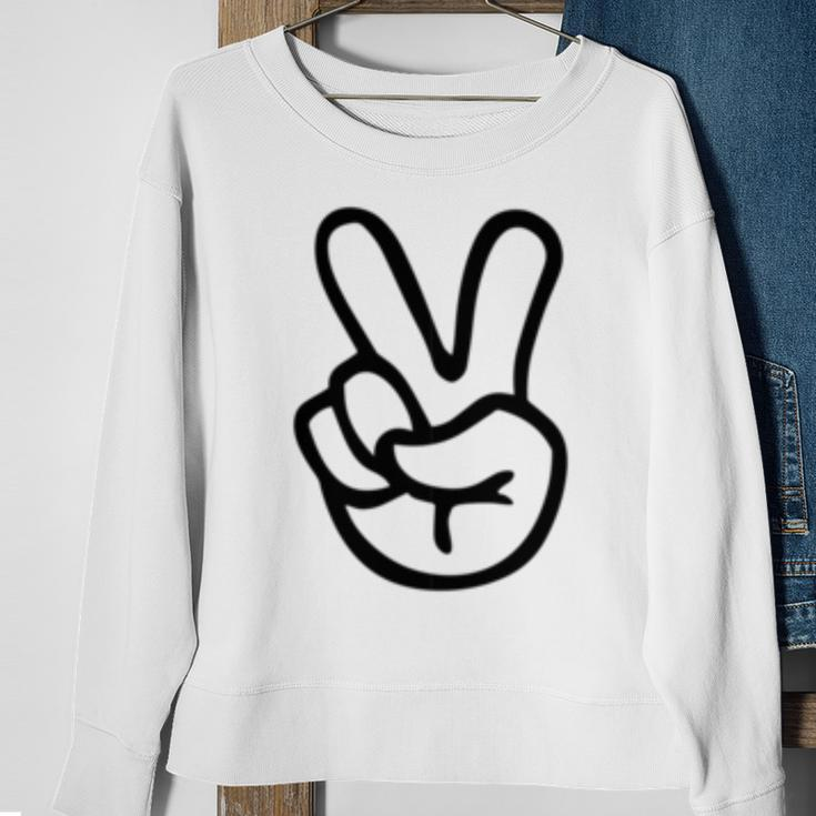 Peace Sign Fingers Peace Sign Hand Sweatshirt Gifts for Old Women