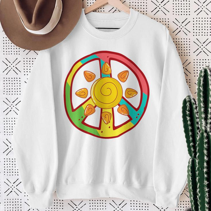 Peace Sign Love Ancient Aztec Sun Tie Dye HippieSweatshirt Gifts for Old Women