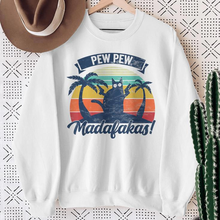 Pew Pew Madafakasintage Cat Fun S Sweatshirt Geschenke für alte Frauen