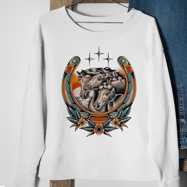 Pharaoh's Horses Vintage Traditional Tattoo Artist Flash Ink Sweatshirt Gifts for Old Women