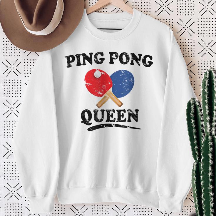 Ping Pong Queen Table Tennis Paddle Sweatshirt Gifts for Old Women