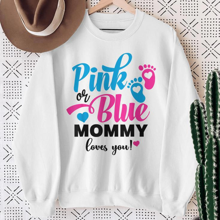 Pink Or Blue Mommy Loves You Gender Reveal Baby Announcement Sweatshirt Gifts for Old Women