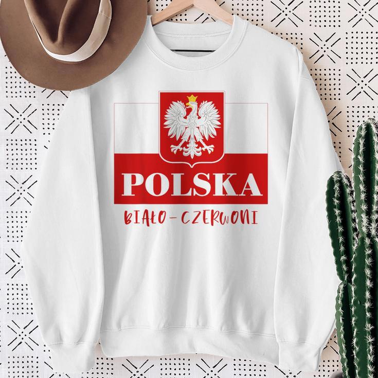 Polska Bialo-Czerwoni Polnische Flagge Polnisches Emblem Weißer Adler Sweatshirt Geschenke für alte Frauen