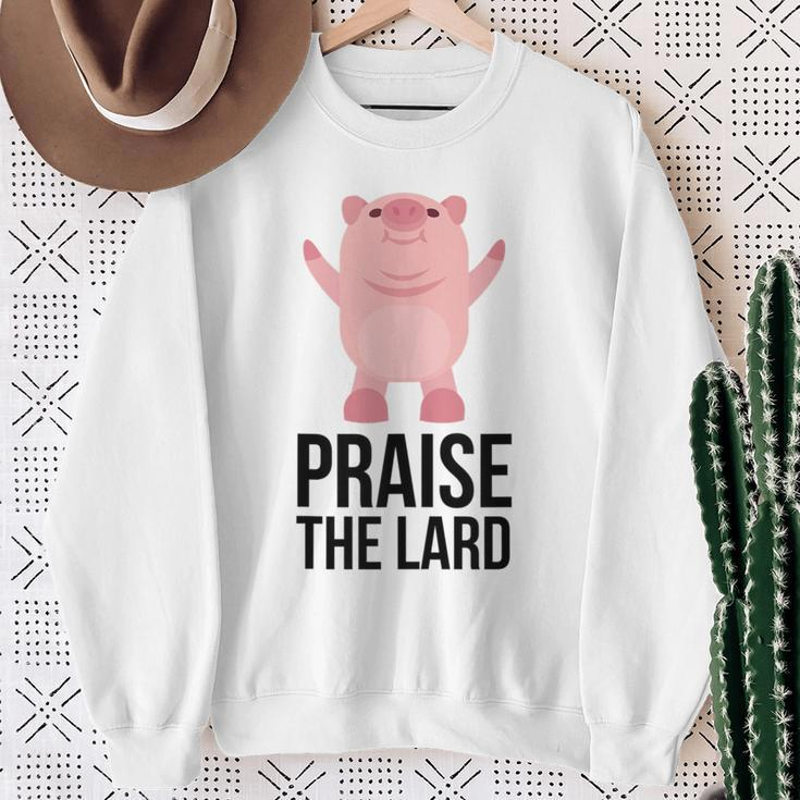 Praise The Lard Pig Love Pork Bbq Praise Hands Sweatshirt Gifts for Old Women