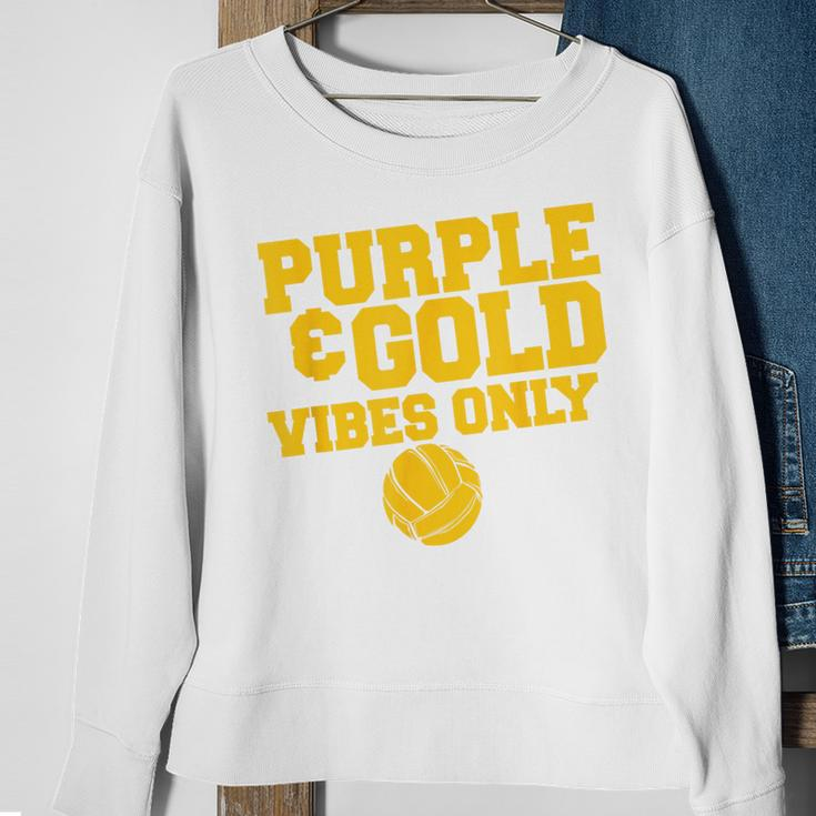 Purple Gold Game Day High School Volleyball Group Team Sweatshirt Gifts for Old Women