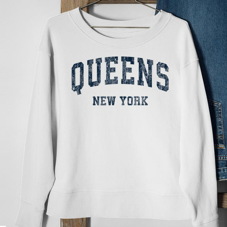 Queens New York Ny Vintage Varsity Sports Navy Sweatshirt Gifts for Old Women