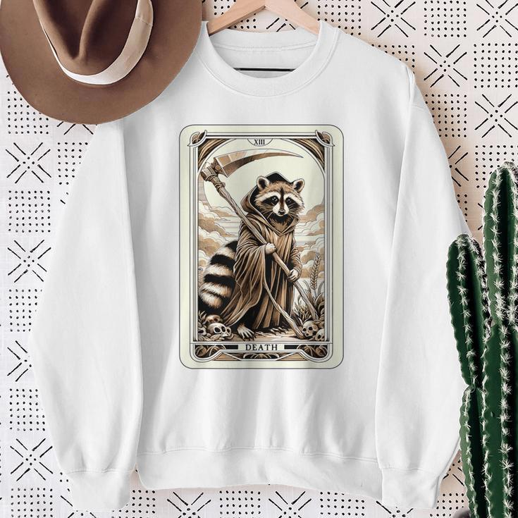 Raccoon Tarot Card Death Witchcraft Occult Raccoon Sweatshirt Gifts for Old Women