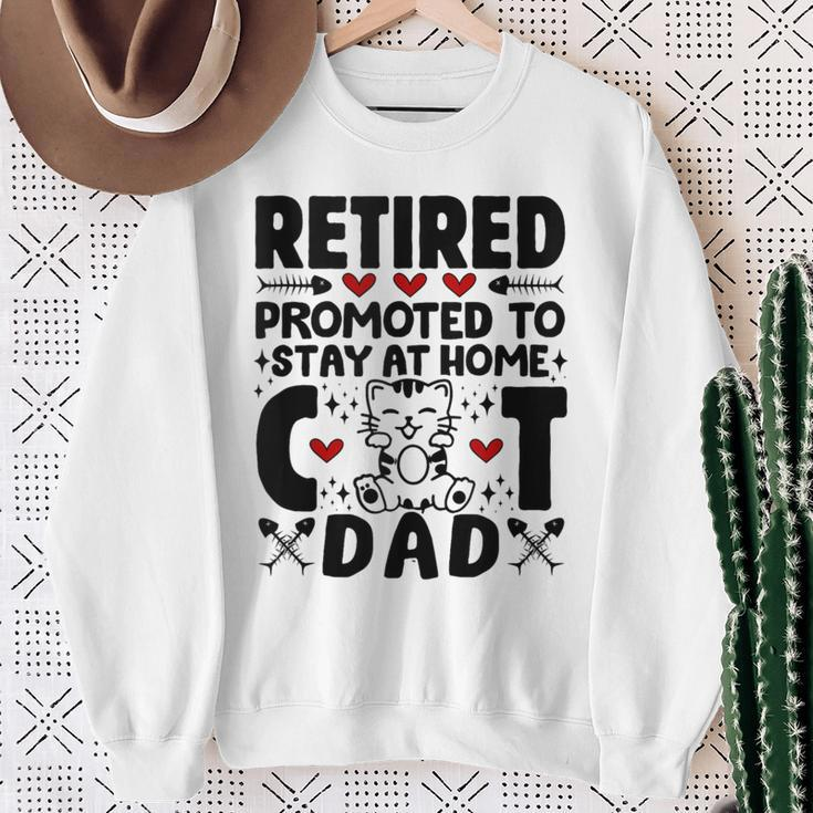 Retired Promoted To Stay At Home Cat Dad Cats Owner Lovers Sweatshirt Gifts for Old Women