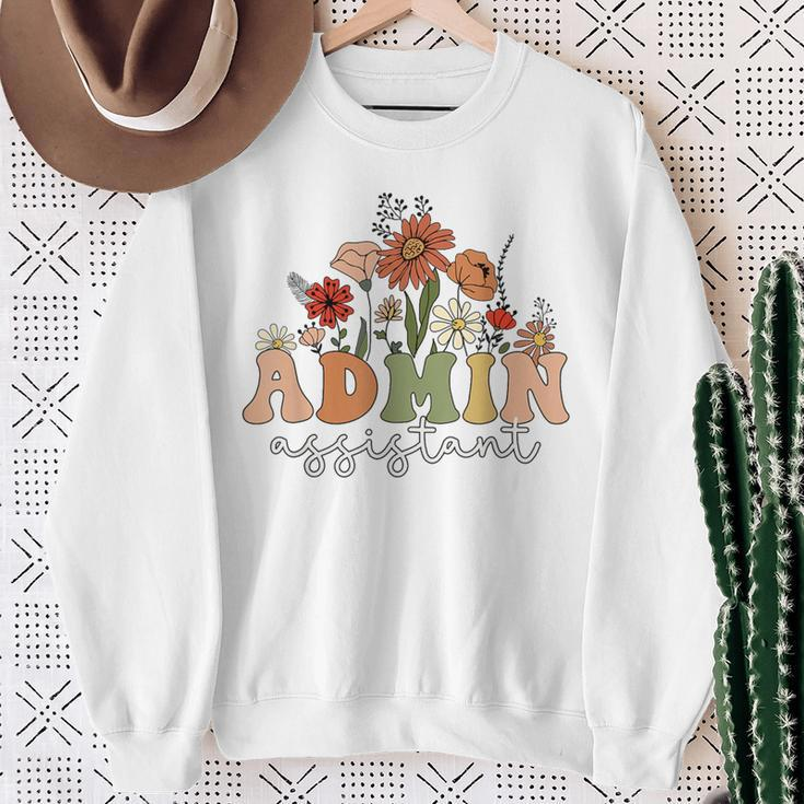 Retro Admin Assistant Wildflowers Administrative Assistant Sweatshirt Gifts for Old Women