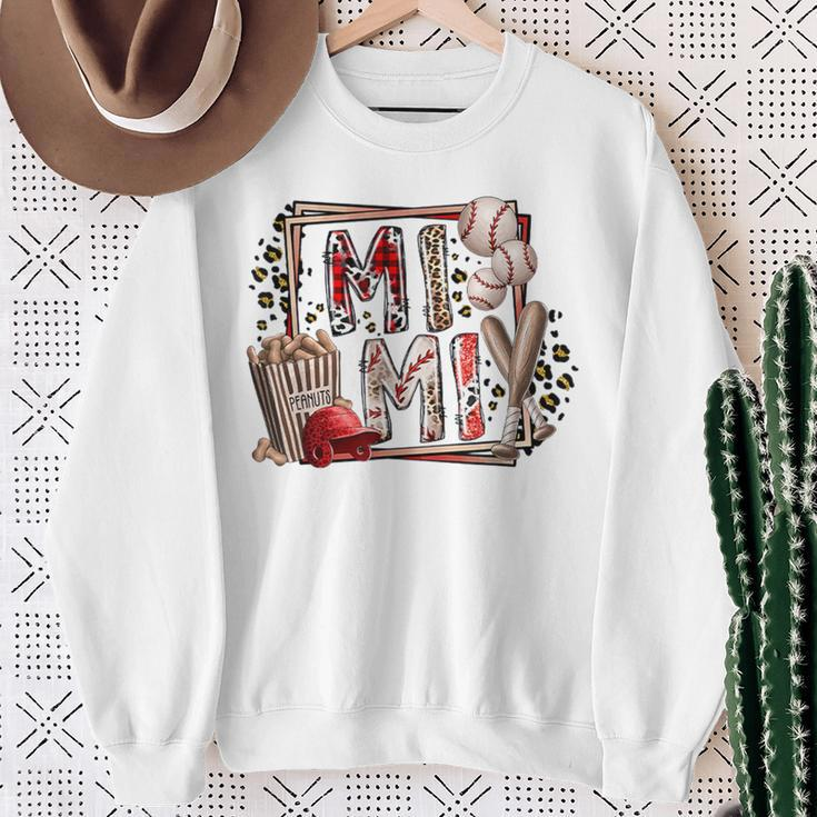 Retro Leopard Baseball Mimi Baseball Lover Sweatshirt Gifts for Old Women