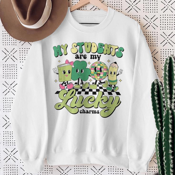 Retro My Students Are My Lucky Charms Disco Ball Teacher Sweatshirt Gifts for Old Women