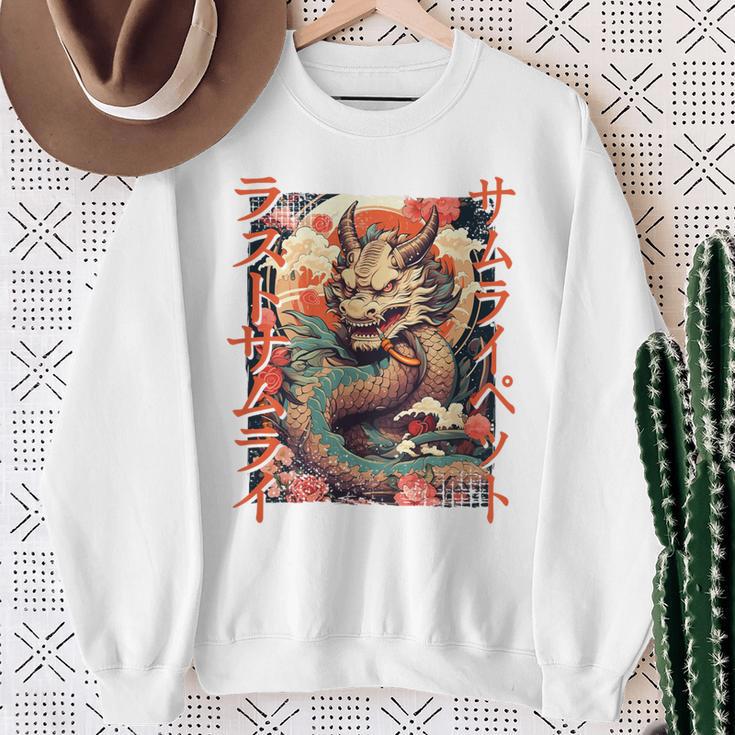 Rückenprint Samurai-Drachenkrieger Japanischer Ninja Kawaii Sweatshirt Geschenke für alte Frauen