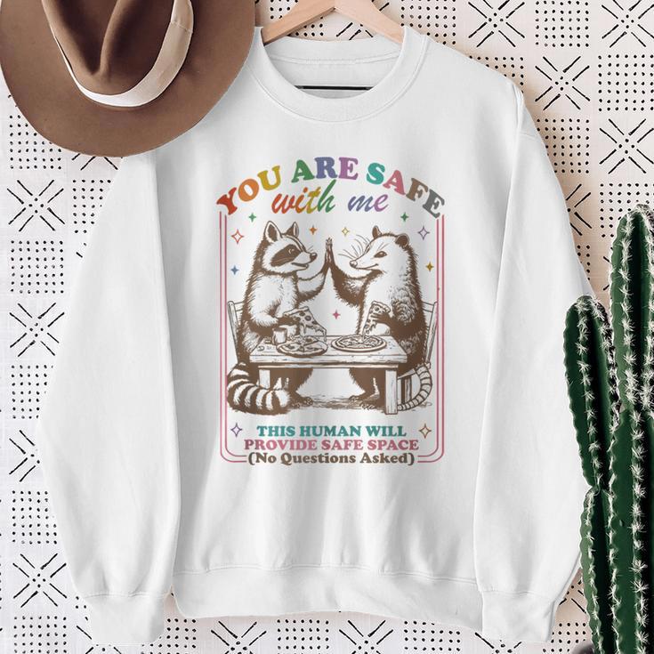 You Are Safe With Me Lgbtq Straight Ally This Human Will Sweatshirt Gifts for Old Women