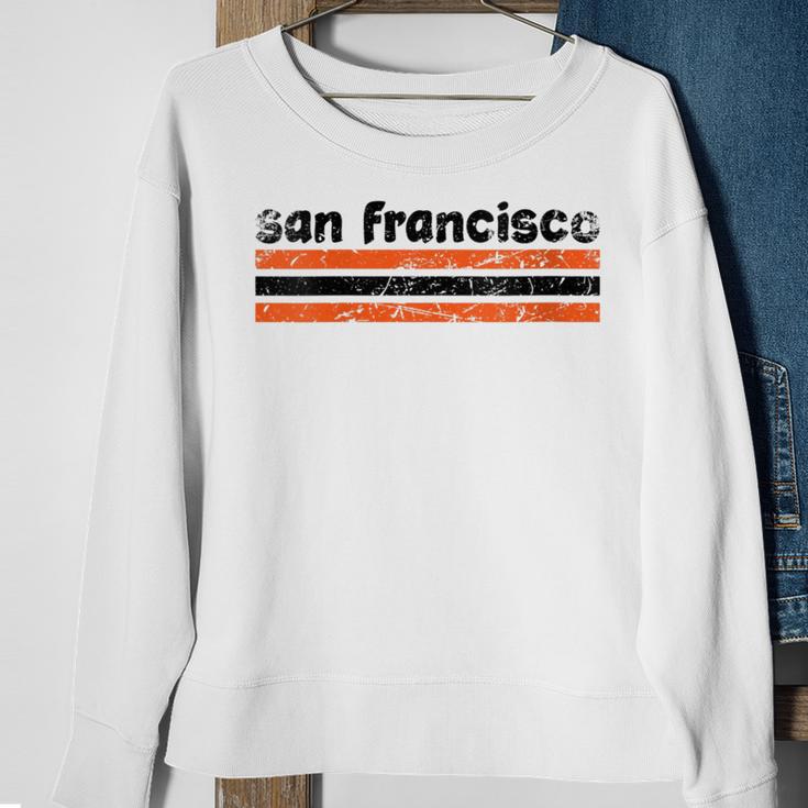 San Francisco California Three Stripe Vintage Weathered Sweatshirt Gifts for Old Women