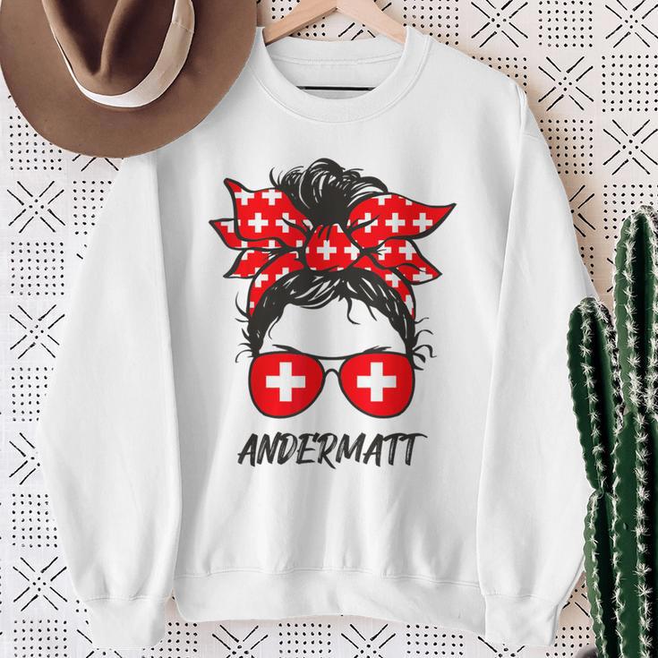 Schweizer Flagge Brille Mädchen Andermatt Sweatshirt Geschenke für alte Frauen