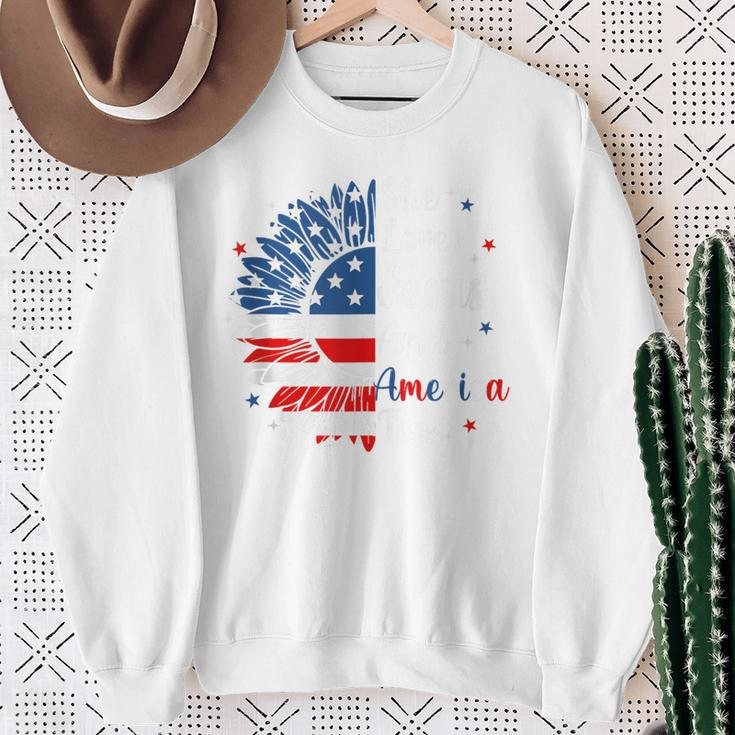 She Loves Jesus And America Too Sunflower Usa Flag Sweatshirt Gifts for Old Women
