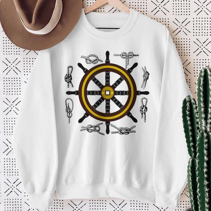 Ships Wheel & Rope Knots Sailors Nautical Yachting Sweatshirt Gifts for Old Women