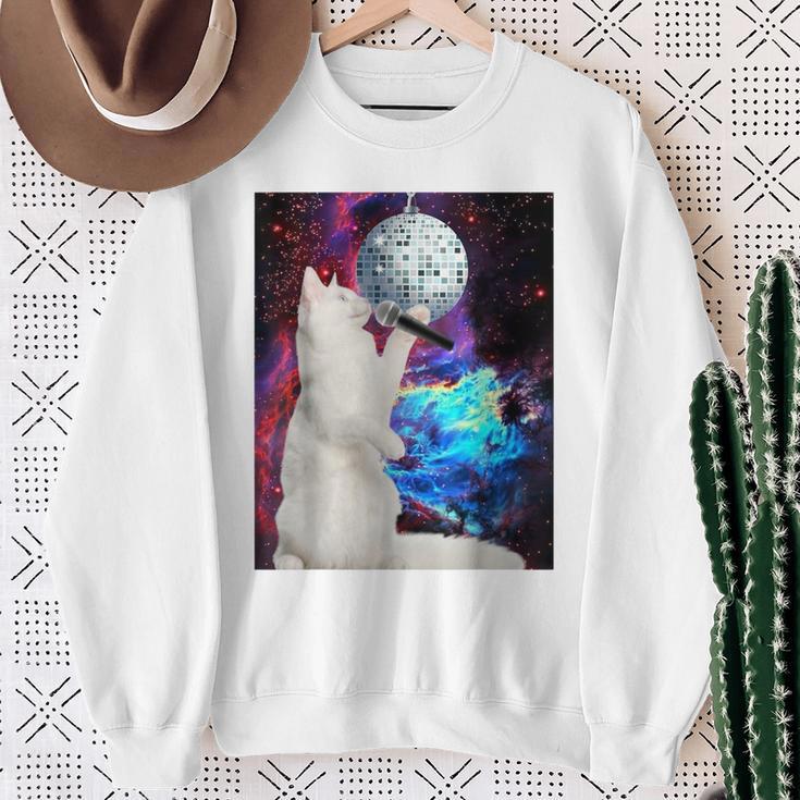 Singing Disco Cat In Space For Cat Lovers Sweatshirt Gifts for Old Women