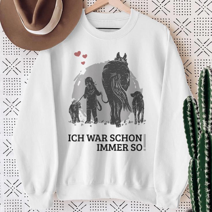 Spaziergang Pferd Hund Mädchen Pferdemensch Sweatshirt Geschenke für alte Frauen