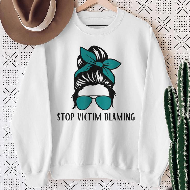 Stop Victim Blaming Sexual Assault Awareness Month Sweatshirt Gifts for Old Women