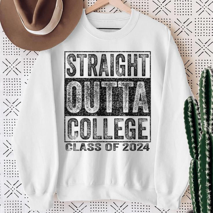 Straight Outta College Class Of 2024 Graduation Sweatshirt Gifts for Old Women