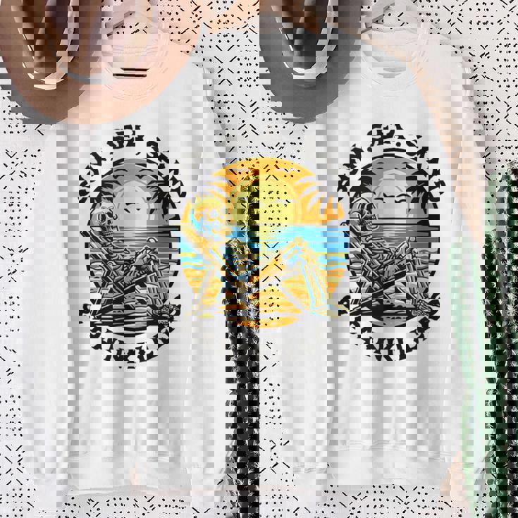 Sun Sea San Painkillers Chronic Pain Illness Spoonie Humour Sweatshirt Gifts for Old Women