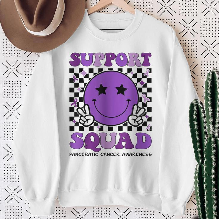 Support Squad Purple Ribbon Pancreatic Cancer Awareness Sweatshirt Gifts for Old Women