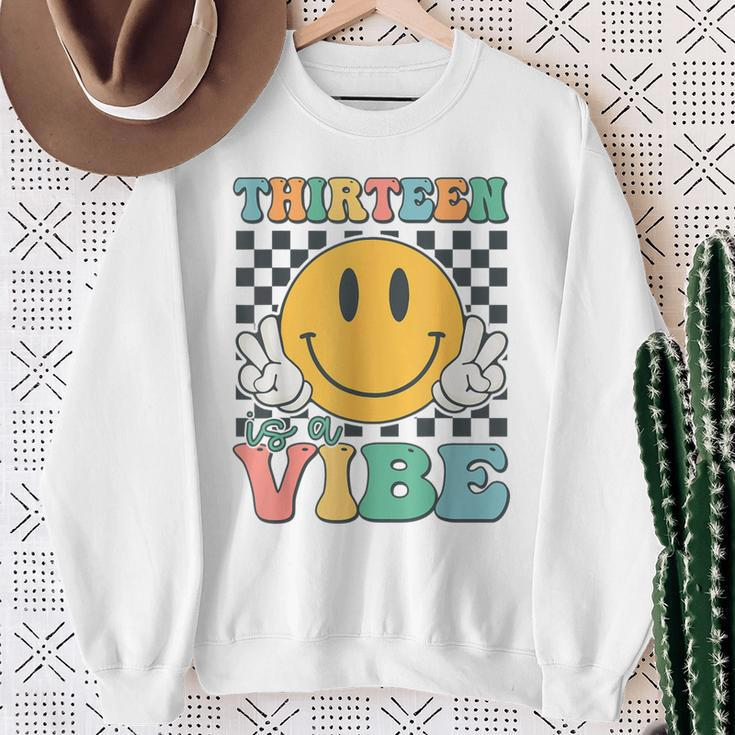 Thirn Is A Vibe 13Th Birthday Smile Face Hippie Boys Girl Sweatshirt Gifts for Old Women