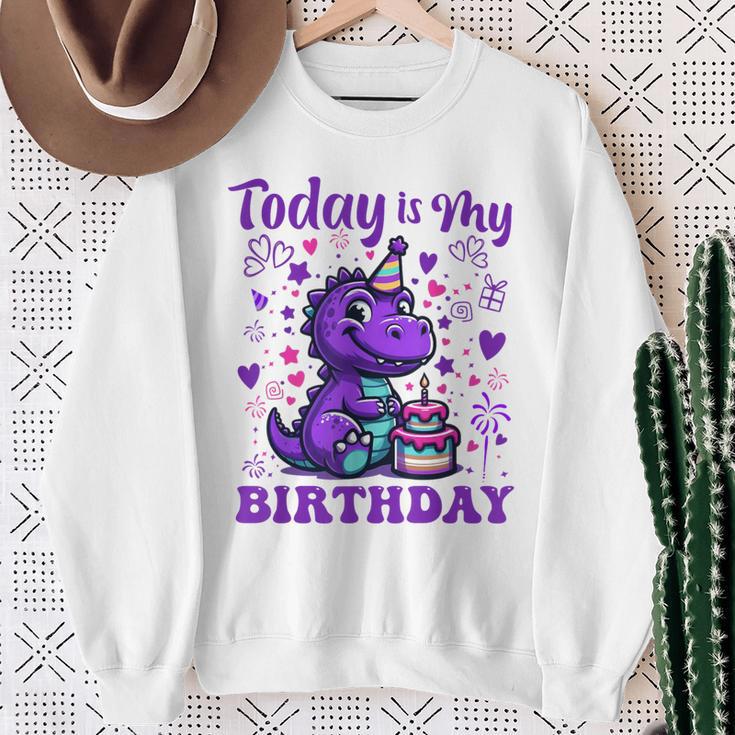 Today Is My Birthday Dinosaurier Party Dekorationen Sweatshirt Geschenke für alte Frauen